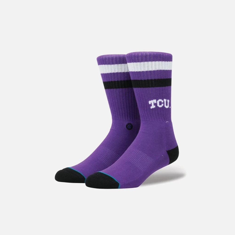 🔥STANCE TCU TEXAS CHRISTIAN UNIVERSITY LOGO PURPLE CREW SOCKS SIZE LARGE NWT